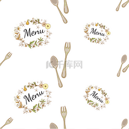 菜单背景素材图片_花卉装饰为面包店菜单背景的