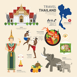 泰国旅游矢量图片_泰国平图标