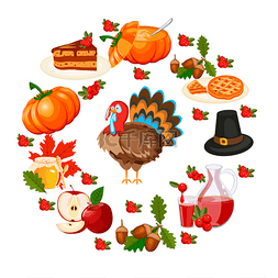 logo设计图片_感恩节快乐庆祝向量插图设计.