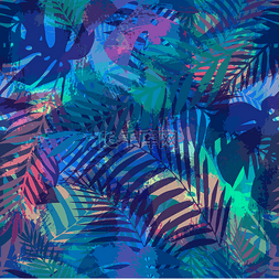 棕榈叶花纹图片_用棕榈叶热带模式