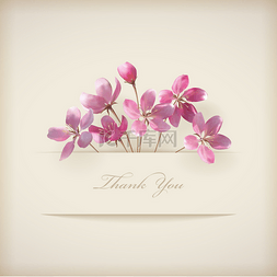 花卉邀请卡矢量图图片_花卉的 '谢谢你' 卡与美丽现实春