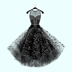 黑色晚礼服图片_美丽的晚礼服。黑色水钻裙。时尚