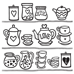 茶壶与茶杯图片_tea cups, jugs, drink set