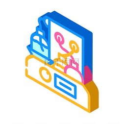 色谱电子工具等距图标矢量图解