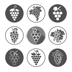 葡萄元素logo图片_Grapes Icons and Logo Set