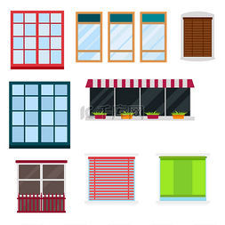 不同类型房子 windows 元素平面样式