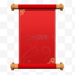 卷轴新年画布中国红元素手绘