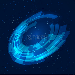 ufo矢量图片_蓝色技术抽象圈子背景。ufo 宇宙