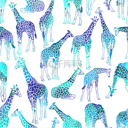 长颈鹿抽象图片_矢量抽象无缝模式与长颈鹿