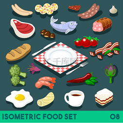 Food图片_Diet Set 08 Food Isometric