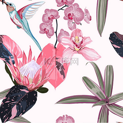 Seamless floral pattern with many kind of pin