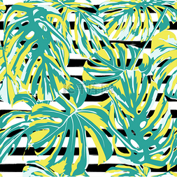 热带印刷。丛林无缝模式。夏威夷
