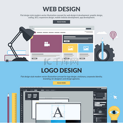 网站发展图片_设置 web 设计和开发，平面设计，