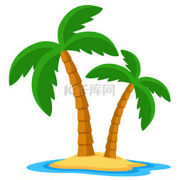 背景海岛图片_棕榈树在海岛在海洋, 标志在白色.