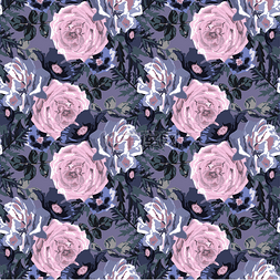 壁纸玫瑰花图片_精致无缝的花纹与玫瑰花,设计元