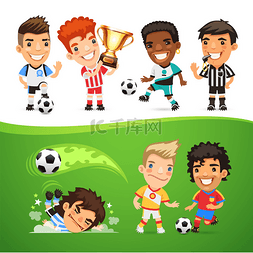 卡通足球裁判图片_卡通足球运动员和裁判