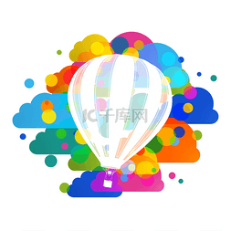 彩云矢量图片_热空气气球剪影，彩云抽象矢量背