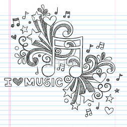 纸张背景图片_我爱音乐回到学校粗略笔记本涂鸦