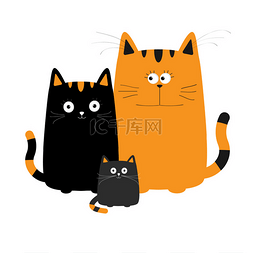可爱的卡通搞笑猫家庭