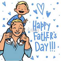 Funny cartoon fathers day card. vector illust