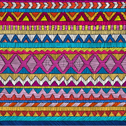 彩色的地毯图片_绣无缝的几何图案。地毯装饰.