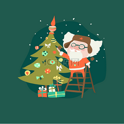 搞笑圣诞老人和圣诞树