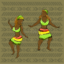 两个牙买加妇女在舞蹈
