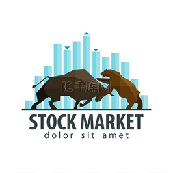 牛市熊市图片_股票市场，业务矢量 logo 设计模板