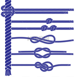 矢量复古航海元素图片_船用型绳索元件组