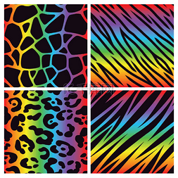 四个图片_彩虹动物打印集合