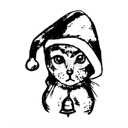 柄图素材图片_小猫圣诞老人帽子 (抽象)