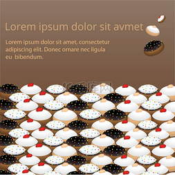 白甜甜圈图片_可爱的平面卡通页模板与许多煤丝