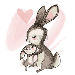 兔子妈妈和兔子图片_可爱的小兔子，和妈妈一起