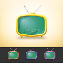 卡通电视机的图片图片_彩色电视机中卡通风格.