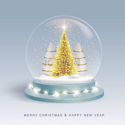 Christmas holiday snow globe with realistic 3