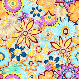 手绘抽象花卉图片_手绘抽象矢量花卉背景.