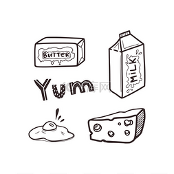 产品的线形草图- -一盒牛奶、黄油