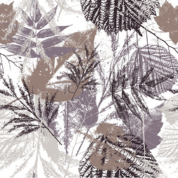 abstract图片_Abstract seamless pattern with leaves, grunge