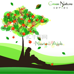 自然苹果图片_抽象的自然背景与结实树。牛顿的