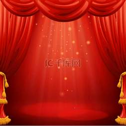 红色的窗帘。戏剧舞台。矢量图