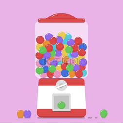 泡泡糖矢量图片_五颜六色的泡泡糖胶球机。矢量插