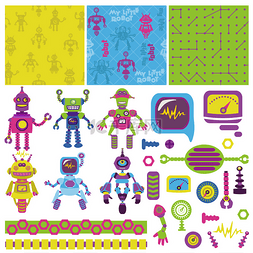 可爱集合图片_剪贴簿设计元素-可爱的小机器人