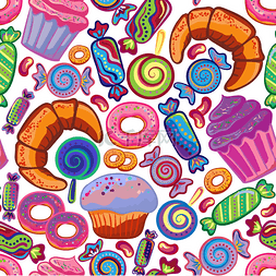 Yummy colorful sweet lollipop, candy, donuts,