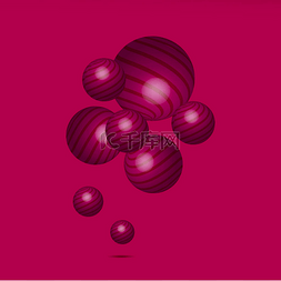 红色深红色图片_深红色 3d 飞行球。矢量 3d 飞球插
