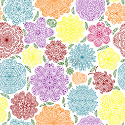 flowers图片_Seamless pattern with flowers and ladybug. Ro