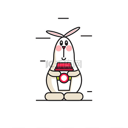 庆祝标志图片_兔子与咖啡图标.