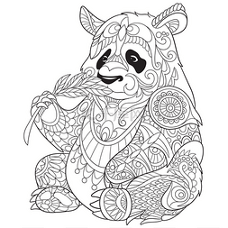 画上花图片_Zentangle 程式化的熊猫