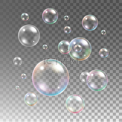 Transparent multicolored soap bubbles vector 