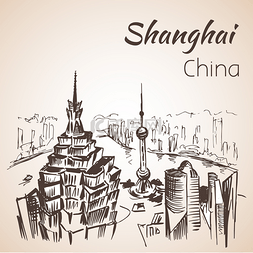 上海景观图片_上海手绘景观. 