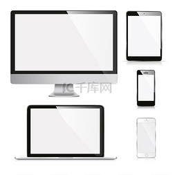 平板背景图片_矢量图现代显示器、 计算机、 笔